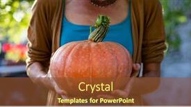 Presentation with thanksgiving - Slides having woman-holding-pumpkin-in-autumn background and a tawny brown colored foreground