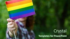  Presentation with rainbow lgbt - Slides consisting of woman-holding-rainbow-flag-lgbt background and a tawny brown colored foreground