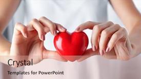 Presentation with hands heart - Colorful PPT layouts enhanced with woman holding red heart backdrop and a coral colored foreground