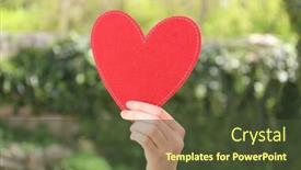  Presentation with volunteer - Amazing slide set having woman holding red heart on blurred background volunteer concept backdrop and a tawny brown colored foreground