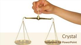 Presentation with balance scale - Colorful presentation design enhanced with woman holding scale of balance backdrop and a cream colored foreground