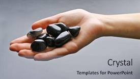  Presentation with dark grey - Audience pleasing presentation theme consisting of woman holding semiprecious stones in her hand on dark grey background backdrop and a light gray colored foreground
