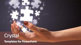  Presentation with holding puzzle pieces - Audience pleasing presentation consisting of woman holding shining puzzle pieces backdrop and a tawny brown colored foreground