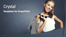  Presentation with paper bag vs plastic bags - PPT layouts consisting of woman holding shopping bags background and a gray colored foreground