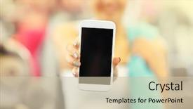  Presentation with gym - Presentation theme featuring woman holding smartphone in gym background and a soft green colored foreground