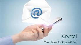  Presentation with nonverbal business communication - Beautiful PPT theme featuring woman holding smartphone with email backdrop and a  colored foreground