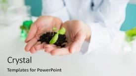  Presentation with soil - Cool new presentation with woman holding soil and plants backdrop and a light gray colored foreground