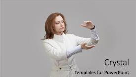  Presentation with hands holding - Amazing slide set having woman-holding-something-in-hands backdrop and a light gray colored foreground