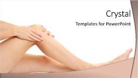  Presentation with joint - Amazing slide deck having woman holding sore knee isolated backdrop and a white colored foreground