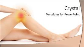  Presentation with joint - Slide deck featuring woman holding sore knee isolated background and a white colored foreground