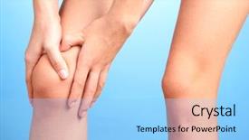  Presentation with knee - Slide deck featuring woman holding sore knee background and a light blue colored foreground