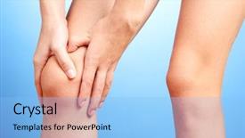 Presentation with joint - Beautiful presentation theme featuring woman holding sore knee backdrop and a light blue colored foreground
