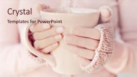  Presentation with cup of lemon tea - Amazing theme having hot drink - woman holding tea cup backdrop and a lemonade colored foreground