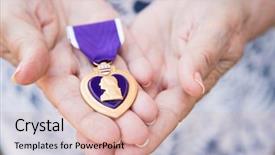  Presentation with purple heart - Slide deck having woman holding the military purple background and a lemonade colored foreground