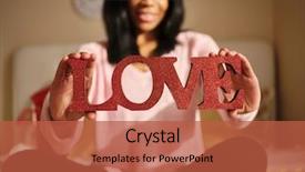  Presentation with love - Audience pleasing theme consisting of woman holding the word love backdrop and a red colored foreground