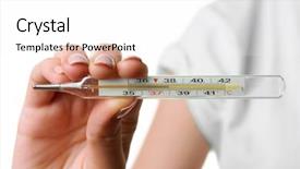  Presentation with newspaper headlines close up - Presentation design consisting of woman holding thermometer close up background and a white colored foreground