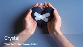  Presentation with medical heart - Presentation design enhanced with woman holding torn paper heart background and a ocean colored foreground