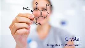  Presentation with molecular - Colorful slide deck enhanced with woman holding up a molecular backdrop and a light blue colored foreground