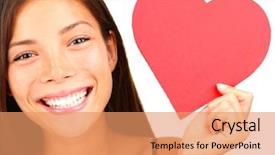  Presentation with space race - Slide deck featuring woman holding valentines day heart background and a coral colored foreground