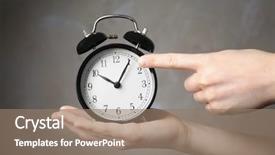  Presentation with vintage clock - Colorful slide deck enhanced with woman holding vintage alarm clock backdrop and a coral colored foreground