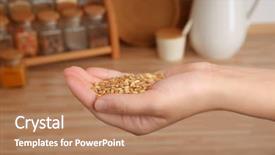  Presentation with seeds - Colorful PPT theme enhanced with woman holding wheat grass seeds backdrop and a  colored foreground