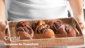  Presentation with wicker - PPT theme consisting of woman-holding-wicker-tray background and a red colored foreground