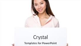  Presentation with poster - Presentation consisting of woman holding with white poster background and a cool aqua colored foreground