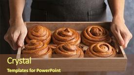  Presentation with sweet - PPT theme enhanced with woman holding wooden tray background and a tawny brown colored foreground