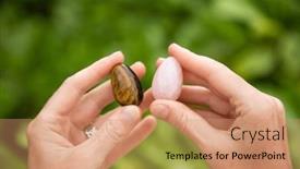  Presentation with self care - Presentation design enhanced with woman-holding-yoni-egg-self background and a coral colored foreground