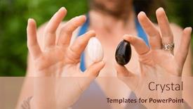  Presentation with self care - Slide set consisting of woman-holding-yoni-egg-self background and a coral colored foreground