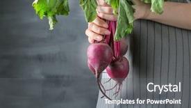  Presentation with grey - Slides featuring woman holding young beets background and a gray colored foreground