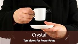  Presentation with black tea - Presentation theme with woman holds a cup filled with black coffee or tea background and a tawny brown colored foreground