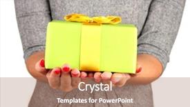  Presentation with sportswoman boxing woman - PPT layouts enhanced with woman holds box with gift background and a coral colored foreground