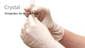  Presentation with antibiotic - Beautiful slides featuring woman holds in the hand syringe with a antibiotic backdrop and a white colored foreground