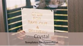  Presentation with take - Presentation design consisting of woman-holds-the-wooden-sign background and a mint green colored foreground