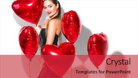  Presentation with red laser beam - Cool new presentation theme with woman holiday party joyful model backdrop and a red colored foreground