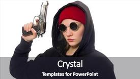  Presentation with hooligan - Slide set enhanced with woman hooligan isolated on the white background and a wine colored foreground