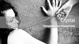  Presentation with black cross - PPT layouts consisting of woman hostage - concept religious slavery or devotion background and a gray colored foreground