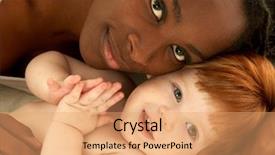  Presentation with racial - Audience pleasing presentation consisting of woman hugging a caucasian child backdrop and a coral colored foreground