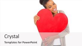  Presentation with for african american women heart disease - PPT theme consisting of woman hugging a red heart background and a white colored foreground