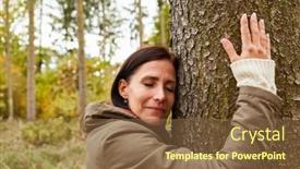  Presentation with relaxation - Theme having woman-hugging-a-tree background and a tawny brown colored foreground