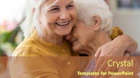  Presentation with elderly - Presentation theme featuring woman-hugging-her-elderly-mother background and a red colored foreground