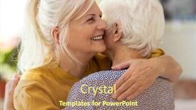  Presentation with elderly - Cool new presentation theme with woman-hugging-her-elderly-mother backdrop and a red colored foreground
