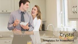  Presentation with cereal - PPT layouts enhanced with woman hugging her husband while background and a coral colored foreground