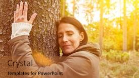  Presentation with relaxation - PPT layouts consisting of woman-hugging-the-tree background and a red colored foreground