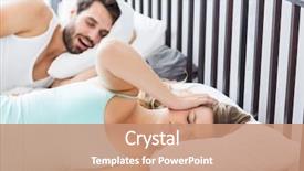  Presentation with snoring - Slides having woman ignoring while man snoring on bed in bedroom background and a coral colored foreground