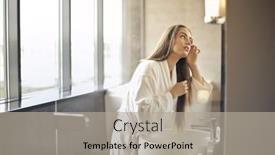  Presentation with checks - Slide set featuring woman-in-a-bathrobe background and a light gray colored foreground