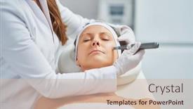  Presentation with needle - PPT layouts with woman-in-a-beauty-salon background and a soft green colored foreground