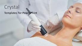  Presentation with beauty salon - Slide set having woman-in-a-beauty-salon background and a light gray colored foreground