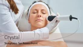  Presentation with beauty salon - Presentation design enhanced with woman-in-a-beauty-salon background and a coral colored foreground